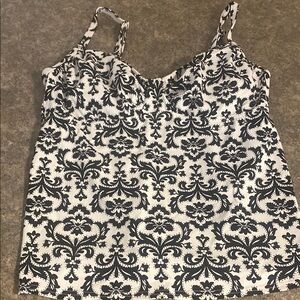 Lands' End Black and White Spaghetti Strap Swim Camisole